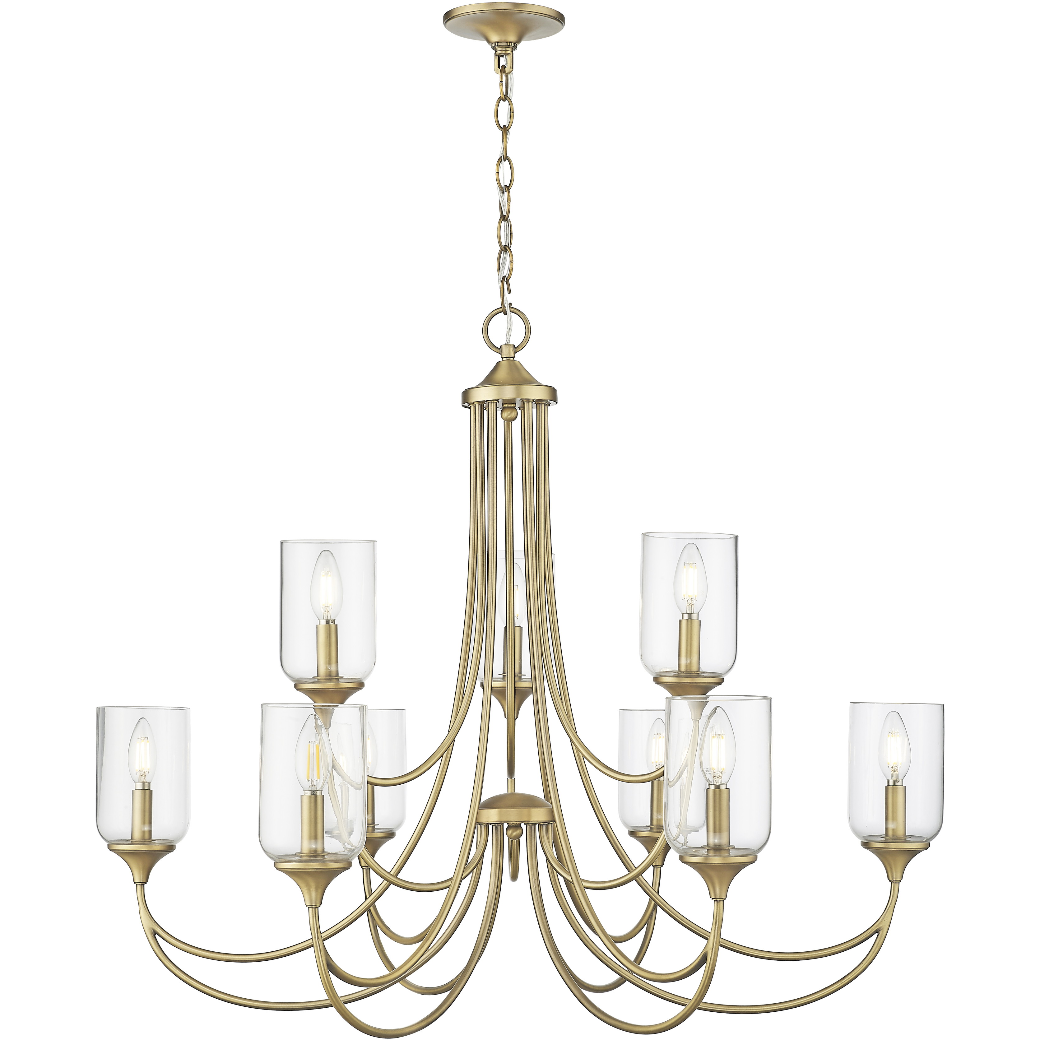 Waddingham 9 Light 35.5 inch Vintage Brass Chandelier Ceiling Light